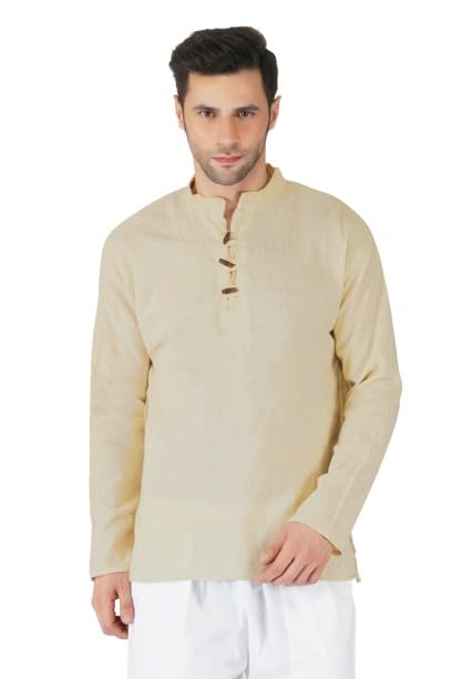 fressia fabrics Solid Cotton Short Kurta for Men-picture-50