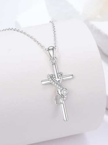 ZBA Natural Diamond Stethoscope Necklace for Nurse Dorctor, 18K White Gold Plated S925 Sterling Silver Nursing Jewelry Graduation Appreciation Gifts for Women 20inches (F-G,I1-I2)4