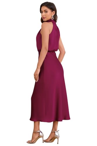 Image of Women's Satin Maxi Dress Summer Formal Wedding Guest Cocktail Dress