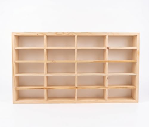 Image of BestofCRAFT Wooden Display for Cars LED 20-Compartment Die Cast Case - Polished Smooth Finish Display for 1:64 | Rack for Hot Wheels, Matchbox & Miniature Cars