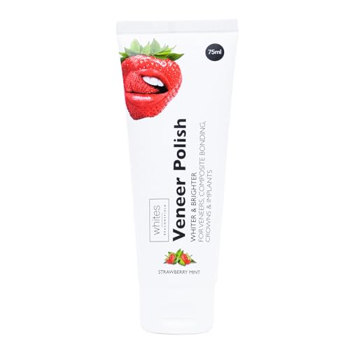 Whites Beaconsfield Veneer & Composite Whitening Polish Professional Toothpaste for Veneers Bonding Crowns Implants Bridges & Natural Teeth Effective Stain Remover Vegan (Strawberry Mint)