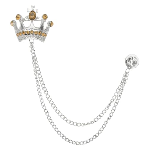 Image of PATIKIL Crown Hanging Chain Brooch Pins | Rhinestone Suit Pins Fashion Crystal Lapel Pins for Women Men
