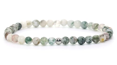 Echtes Baumachat Edelstein Armband mit 4mm Perlen - verschiedene Längen - Heilstein Schutzstein Talisman Glücksbringer Geschenk (Baumachat, 16CM) Echtes Baumachat Edelstein Armband mit 4mm Perlen - verschiedene Längen - Heilstein Schutzstein Talisman Glücksbringer Geschenk (Baumachat, 16CM)