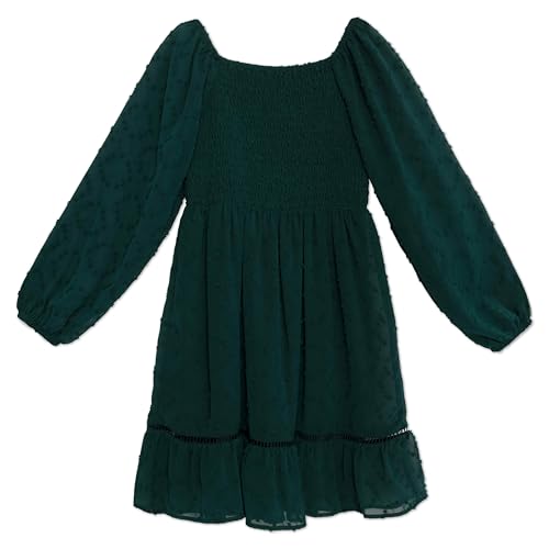 Speechless Girls' Long Sleeve Smocked Bodice Clip Dot Chiffon Party Dress2