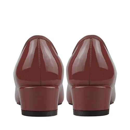 Lutalica W Women's Classic Closed Round Toe Patent Leather Comfortable Daily Slip On Bow Tie Chunky Heel Pumps Shoes4