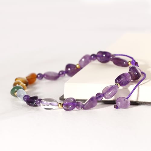 Image of 7 Chakra Crystals and Stones Anklet Irregular Tumbled Gems Beaded Ankle Bracelets for Women Spiritual Energy Meditation Yoga Healing Jewelry Mom's Gifts