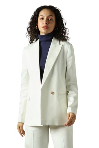 Image of High Star Women Solid Longline Length Oversized Notch Lapel Collar Full Sleeve Blazer