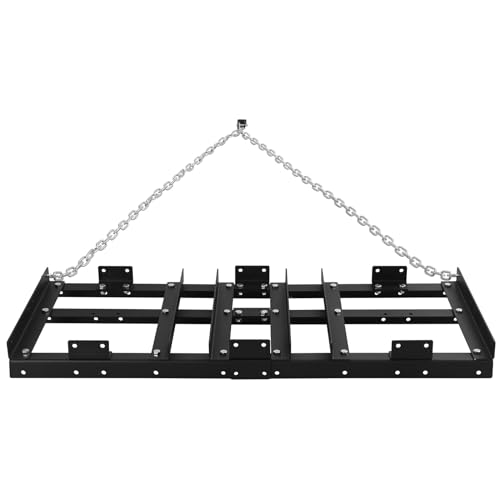 Remolque resistente detrás de la niveladora de entrada, rastrillo de césped de 4 pies, rastrillo eléctrico de paisaje con cadena de 16 pies para ATV, UTV, tractor, cortacésped, nivelación de grava