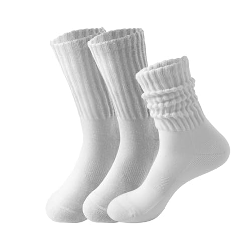 Image of LGE Women's Retro Slouch Socks -3 Pairs Mid Tube Casual Socks,Athletic Cotton Calf Socks Stacked Style for Comfort Size 5-11
