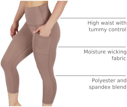 Yogalicious High Waist Squat Proof Yoga Capri Leggings with Side Pockets for Women view 5