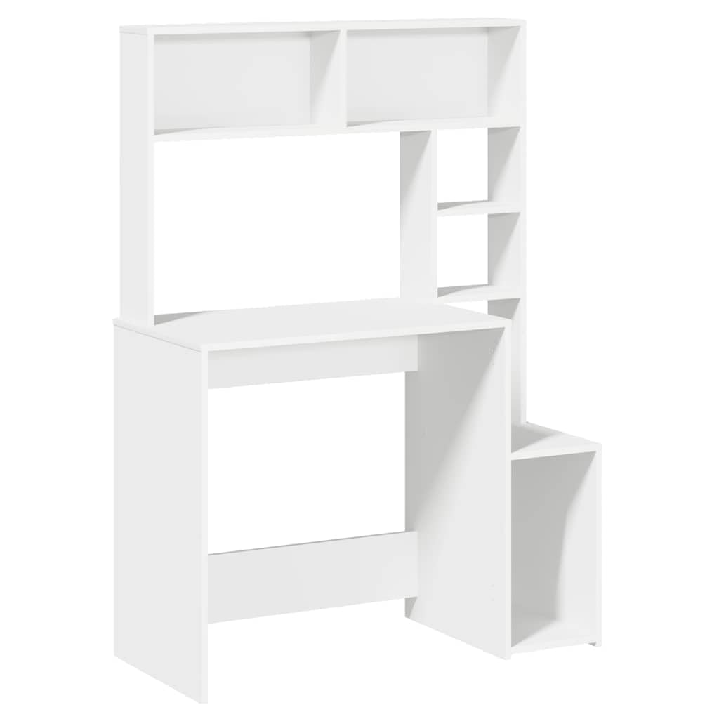 vidaXL Desk with Shelves White 100x45x140 cm Engineered Wood, office desk, study desk, standing desk, computer desk, writing desk โ image 1