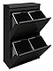 ARREGUI Top CR626-B Mülltrennsystem aus Stahl mit Aufbewahrungsbox mit Deckel | 4 Fächer Mülleimer für die Küche | 4x17 L (68 L) | 4 Fach Abfalleimer | Herausnehmbare Inneneimer mit Griff | schwarz