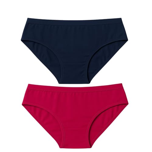 Image of Women's Soft Cotton Mid-Rise Bikini Briefs | Pack of 2 | Seamless Feel | Stretchable & Breathable Everyday Underwear | Comfortable Fit