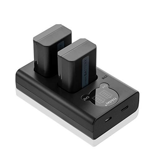 OJelay NP-FW50 1030mAh Ersatzakku 2 Stück für Sony NP-FW50 Kamera Akku und LCD Smart Dual Ladegerät für Sony DSC-RX10M4,RX10M3,SLT-A37,A35,ILCE-6400,UND MEHR Cover