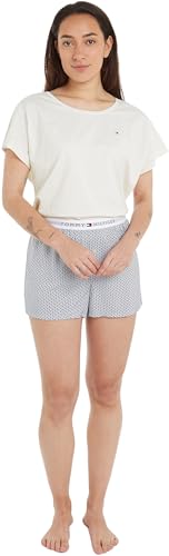 Tommy Hilfiger Mujer Set de pijama corto, Multicolor (Ivory / Woven Mini Geo), L
