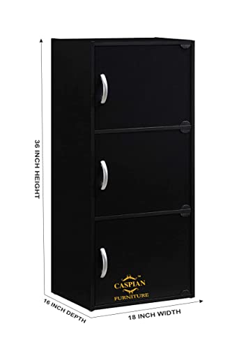 Image of CASPIAN Wooden Shoe Rack Cum Cabinet (Coffee Black) | Multipurpose Engineered Wood Storage Organizer | Furniture for Home, Living Room, Kitchen, Indoor & Outdoor Use | Book Shelf with 3 Shelves
