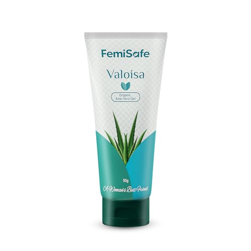FemiSafe 100% Organic Multipurpose Aloe Vera Gel with Cucumber Extract & Vitamin E | Non-Sticky Soothing Gel for Skin, Hair & Body | Reduces Acne, Blemishes, Sunburn & Wounds | 50g