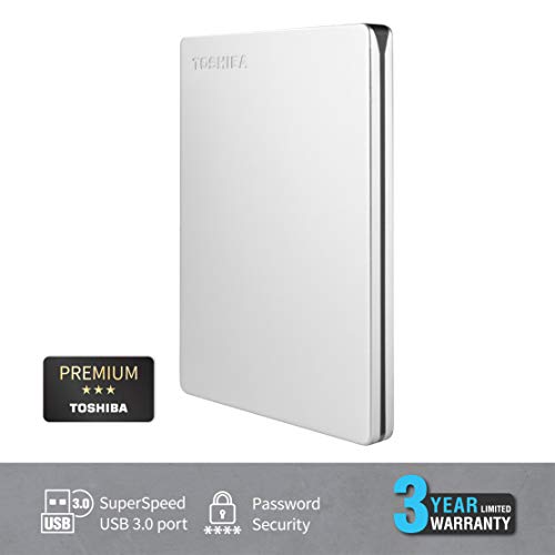 Image of Toshiba Canvio Slim 2TB Portable External HDD - USB 3.0 for PC Laptop Windows and Mac, 3 Years Warranty, External Hard Drive - Silver