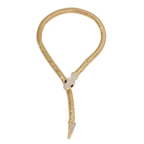 Image of Gold Plated Snake Chain Necklace for Women | Stylish Serpent Design Choker | Trendy Adjustable Fashion Jewelry Gift