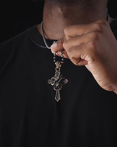 COPPERTIST.WU Double Snake Cross Pendant for Necklace, Men Women Amulet Cross Pendant Necklace(Chain not included)4