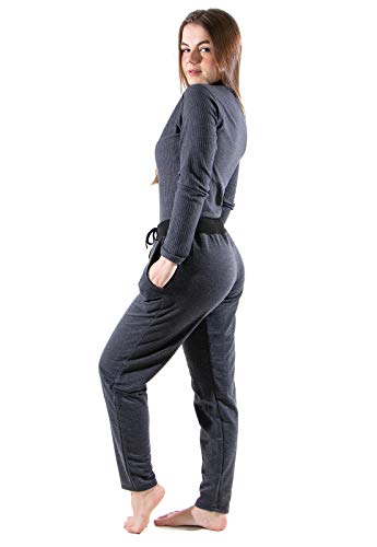 Calça Moletinho Feminino Cintura Alta Lisa Cós Flanelada Modinha (G, CINZA CHUMBO)