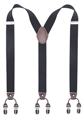 Image of Men's Heavy Duty Y-Back Suspenders, 6 Strong Metal Clips Adjustable Elastic Straps for Work, Tuxedos, and Daily Wear