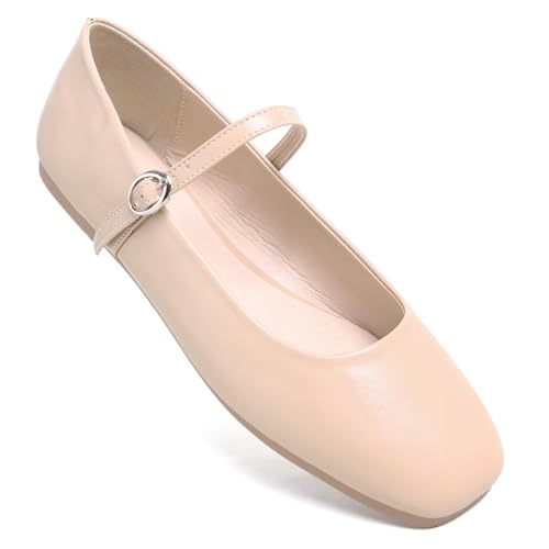 Image of LUXINYU Women's Slip on Flats,Classy Round Toe Solid Classic Mary Jane Ballet Dance Shoes Soft Comfortable PU Flat Shoes