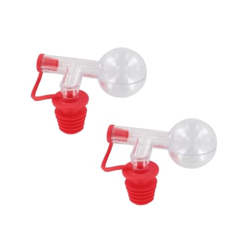 Fackelmann 9910750 Lot de 2 doseurs à Alcool, Boule pour Dosage d'alcool, Bec doseur pour Bouteille, Bouchon doseur 2,5 cl, Bouchon verseur, Plastique, Rouge,...