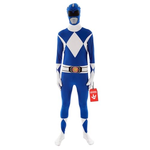Morphsuits Costume Power Ranger bleu pour homme, costume Power Ranger Morph pour adulte, taille L