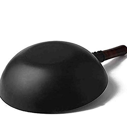 Wok de acero al carbono con mango de madera 32 cm miniatura 4