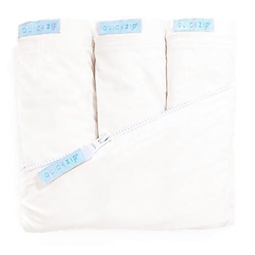 Image of QuickZip Crib Sheet Set - Faster, Safer, Easier Baby Crib Sheets - Includes Ivory Wraparound Base & 3 Zip-On Crib Sheets – Ivory 100% Cotton - Fits All Standard Crib Mattresses