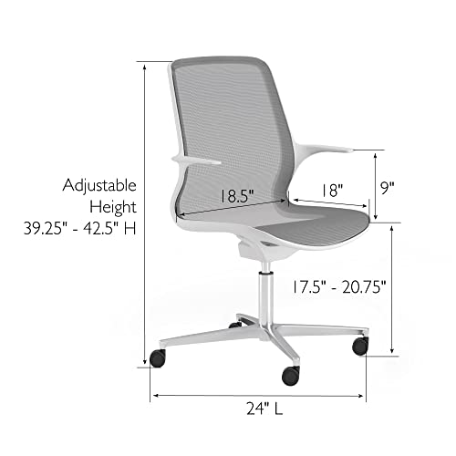 Image of Leick Home 10146-WT Teramo Italian Made Ergonomic Mesh Office Chair with Adjustable Height, Lumbar Support and Swivel, White