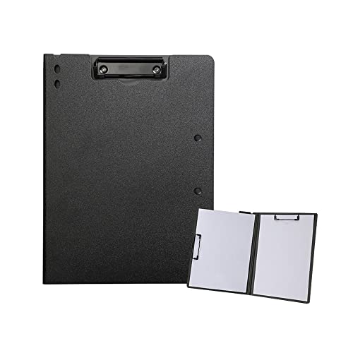 Costowns 二つ折り ダブルクリップファイル 横型 縦型クリップ バインダー クリップボード A3 A4 120枚A4資料用紙が収納可 360°折り畳み可能 pp素材を厚くする 書類契約フォルダー 事務用品 入職プレゼント ギフト ct-80 (黒)