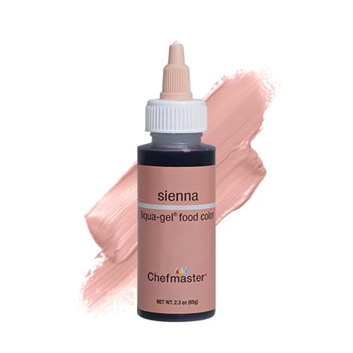 Image of Chefmaster Sienna Liqua-Gel Food Coloring | Vibrant Color | Professional-Grade Dye for Icing, Frosting, Fondant | Baking & Decorating | Fade-Resistant | Easy-to-Use | Made in USA | 2.3 oz