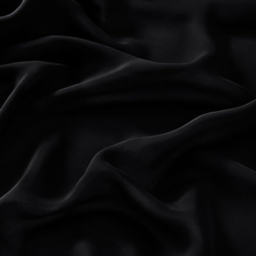 Image of MLMC Black Chiffon Fabric by The Yard Pre-Cut Sheer Chiffon Arch Fabric 10 Yards Airy Continuous Draping Panels 60 inch Wide for Wedding Backdrop Craft Ceiling Decor