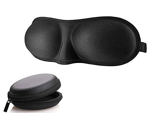 Dawn Market Sleeping Eye Mask Slip Night Sleep Eye black 3D Cotton Cover Super Soft & Smooth Travel Masks for Men Women Girls Boys Kids | Free Earphones Pouch