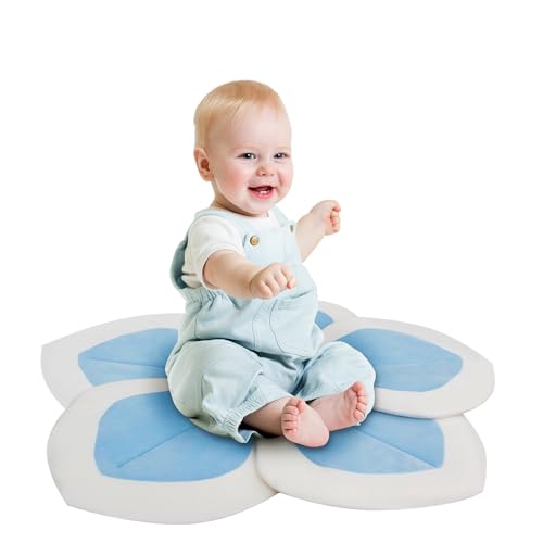 Image of Baby Bath - Flower Baby Bath Pad Infant Bathtub Mat for Bathtub Tub Sink(Blue White)