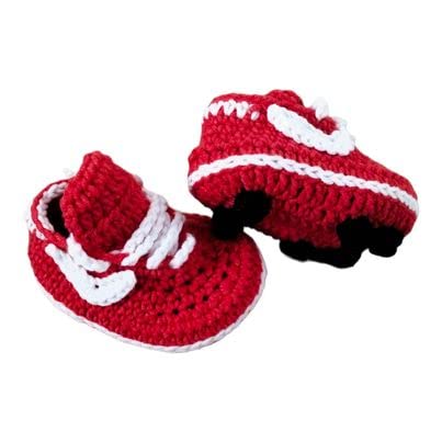 Crochet baby Shoes, Baby Soccer Shoes, Baby's First Cleats, White Red Baby Sports Football, Unisex Cleats (0-3 months)3