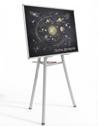 Image of 6-FT Folding Easel Stand for Whiteboards, Grey | Heavy-duty easel with adjustable height. Supports boards up to 5x4 ft. Stable, portable & durable.