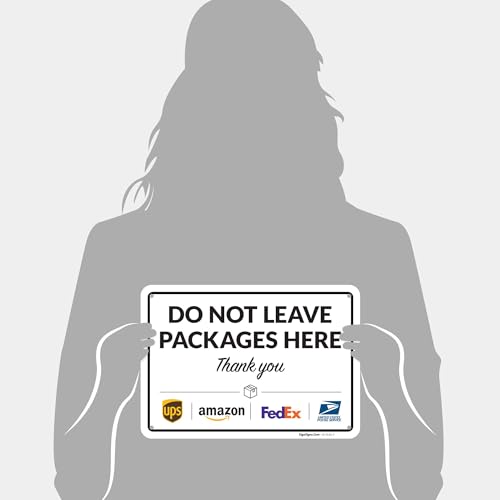 Image of Package Delivery Sign, Delivery Instructions Do Not Leave Package Here Sign, 10x7 Inches, Rust Free .040 Aluminum, Fade Resistant, Made in USA