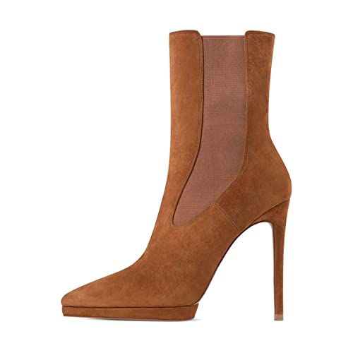 XYD Women Office Work Basic Closed Pointed Toe Pull On Stiletto High Heel Ankle Boots Fall Winter Short Bootie for Lady Party Event Shoes2