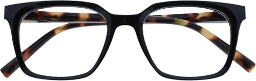 OPULIZE KOI Gafas de Lectura - Elegante Marco Rectangular Ancho - Visión Óptima - Negro - Hombre Mujer - Bisagras de Muelle - R50-1 - +1.50