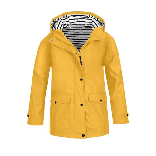 Kids Rain Jacket Boys Girls Lightweight Waterproof Raincoat for Girls Full Zip up Button Down Hooded Windbreaker Coat4