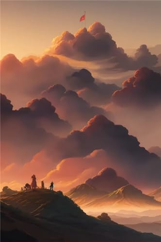 Peinture Diamant 5D Grand Format : Toile Nuages de Montagne 60x80