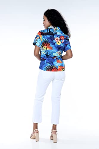 Image of Hawaii Hangover Family Matching Hawaiian Clothes, Sunset Blue | Family matching Hawaiian outfits, Sunset Blue, 100% cotton, machine washable, tropical floral print, luaus, cruises