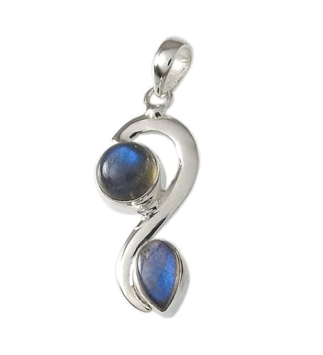 925 Sterling Silver Jewelry Double Gemstone Round and Pear Shape Handmade Pendant Valentine‘s Day Gift Birthday Gifts