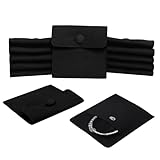 Heliltd 12 bolsas de microfibra para joyas, 8 x 8 cm, bolsas de microfibra a granel, pequeñas bolsas de regalo, mini bolsa de regalo para joyas, estilo sobre con botón a presión (negro)