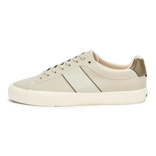 Image of BOSS Men's Aiden Logo Block Leather Low Top Sneakers | Casual Shoes