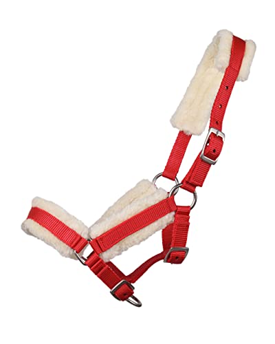 Cabestro para potro ajustable de cuero sintético tres posiciones rojo 2