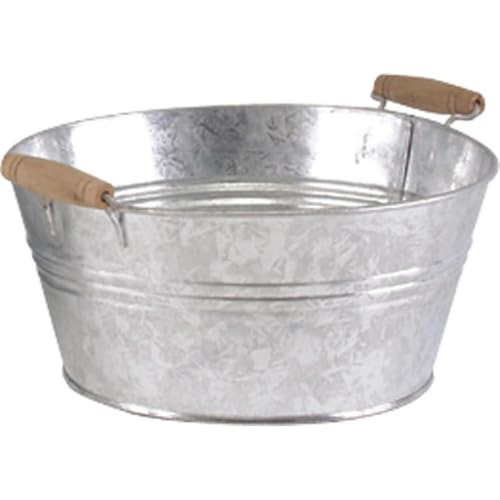 AUBRY GASPARD - Corbeille en Zinc avec Anses en Bois - Ø25 cm H10 cm - Idéale pour Fleuristes -...